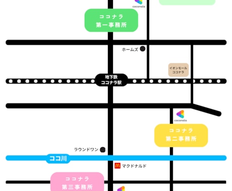名刺、チラシ、HP用などの地図を作成します Instagram、チラシ等で使える地図データを作成します！ イメージ2