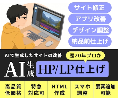 AI生成HP/LPを歴20年のプロが仕上げます イメージ1