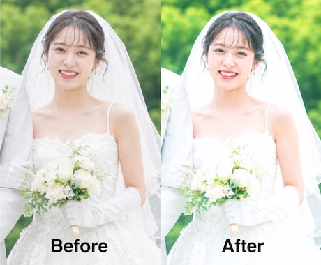 最安値！結婚式写真レタッチ・ブライダル補正します 肌・体型を自然に補正＋背景も美しく仕上げます。 イメージ2