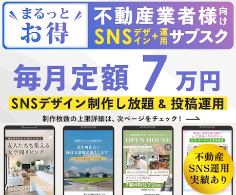 不動産特化！SNS投稿画像・動画制作&運用します 【毎月定額サブスク】デザイナー歴5年 / 不動産運用実績あり イメージ1