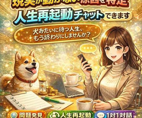現実が動かない原因を特定人生再起動チャットできます 犬みたいに待つ人生、もう終わりにしませんか？ イメージ1