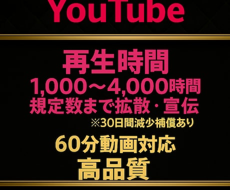 YouTube収益化！再生時間増加します 30日間保証有り★最大4,000時間まで増加！ イメージ1