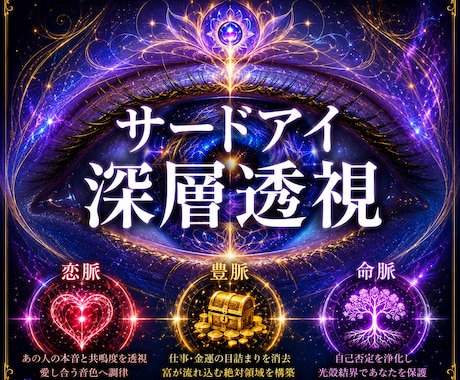 三眼深層透視｜全てを視透かし、宿星霊譜を調律します 繰り返す苦しい愛・仕事の停滞。魂の不協和音を整え望む未来へ イメージ1