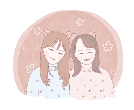 デジタル手描き！やさしい似顔絵イラスト描きます 〜ご家族、カップル、親子、ペットも！にこにこ似顔絵〜 イメージ2