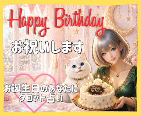 今夜は特別な日♡あなたのお誕生日をお祝いします お誕生日に幸運を引き寄せるタロット占い イメージ1