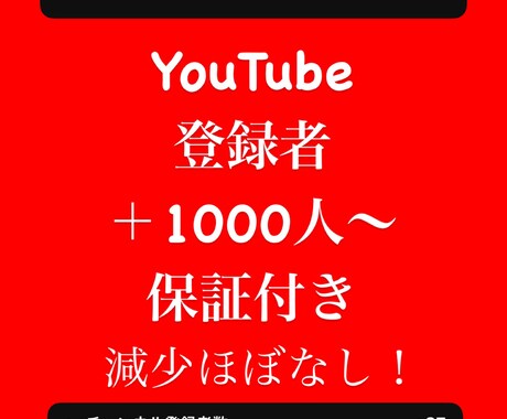 YouTube登録者1000人～増やします YouTube登録者数！30日間の保証付き！ イメージ1