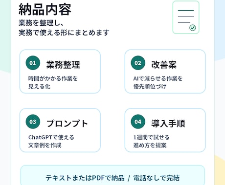 AIで業務を効率化する活用法をご提案します 小規模事業者向けに改善案とプロンプトを作成します イメージ2