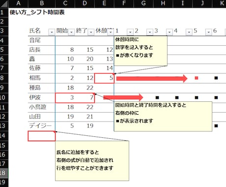 シフト表オーダーメイドできます 【オーダーメイド】Excelシフト管理表を業務に合わせて作成 イメージ2