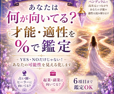 何が向いてる？才能・適性を％で鑑定します 才能・適性・可能性を％でわかりやすく鑑定 イメージ1