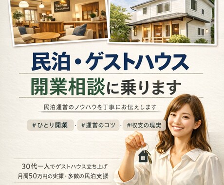 民泊・ゲストハウス開業の相談に乗ります 個人でゼロから民泊を始めたい方、実体験から丁寧に イメージ1