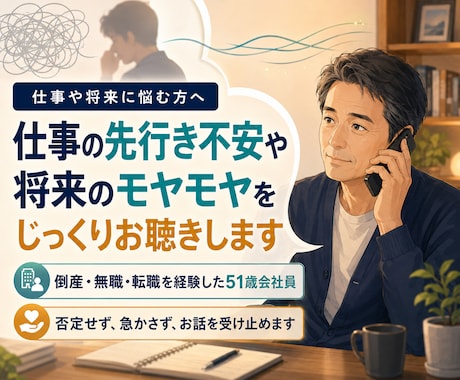 仕事の先行き不安や将来へのモヤモヤをお聴きします イメージ1