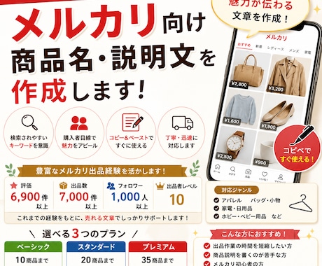 メルカリ出品・コメント対応を代行します 出品の手間を減らしたい方におすすめ イメージ1
