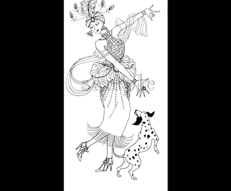 ヴィンテージ風モノクロファッション画お描きします 商用オプション有！メッセージアプリの背景やホーム画面にも◎ イメージ2