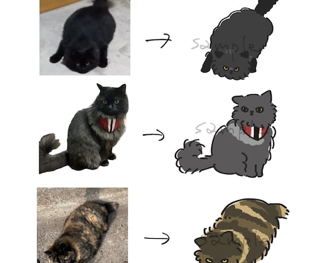 猫限定！ゆるかわ動物イラスト描きます 猫のゆるかわ動物イラスト描きます。ペットの記念や似顔絵に！ イメージ2