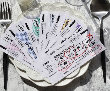 航空券風エスコートカード／お好きなデザイン選べます 【40枚〜】結婚式・ウェディング／オーダー対応／ミシン目入り イメージ2