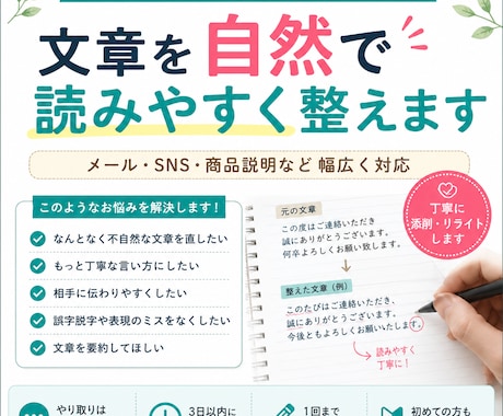 文章を自然で読みやすく整えます イメージ1