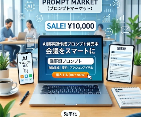 公式議事録プロンプトを作成し販売します 自社の議事録を基に資料と文字起こしから自社表現で議事録生成 イメージ1