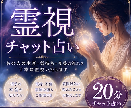 20分チャット！相手の本音と未来を霊視します 質問以外に視えた必要な言葉もそのまま大切に丁寧にお伝えします イメージ1