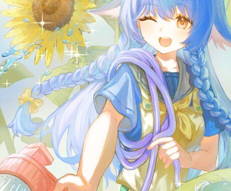 キャラを彩る背景付きイラスト描きます リッチで温かみのある厚塗りイラストはいかがでしょうか？ イメージ1