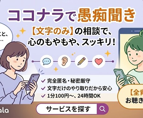 誰にも言えない悩み、チャットでゆっくり聞きます 話すのが苦手な方へ。丁寧に返信します イメージ1