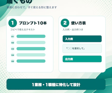 毎回書き直すAI指示文、業務特化10本にします コピペで使える業務専用プロンプト、入力例つきで納品 イメージ2