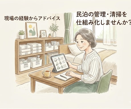 民泊管理と清掃の仕組み作り。ゲスト様に喜ばれます 現役家事代行の視点でスムーズなお部屋管理をアドバイス。 イメージ1