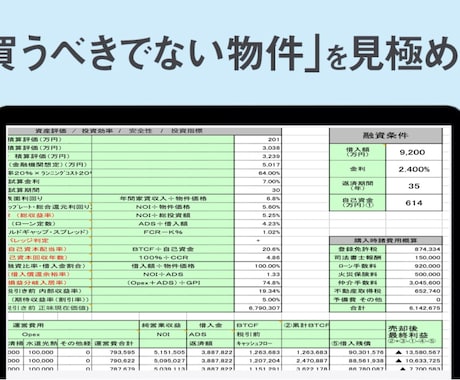 不動産投資用の投資判断Excelを提供します 現役不動産投資家が作成してお送りいたします。 イメージ1