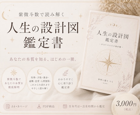 紫微斗数で読み解く人生の設計図鑑定書を届けます あなたの本質を知る、はじめの一冊。 イメージ1