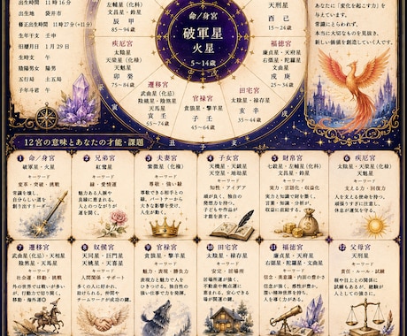 台湾で人気‼️紫微斗数の総合鑑定書をお届けします 見やすく分かりやすい総合鑑定書で貴方の人生が丸わかり✨ イメージ1