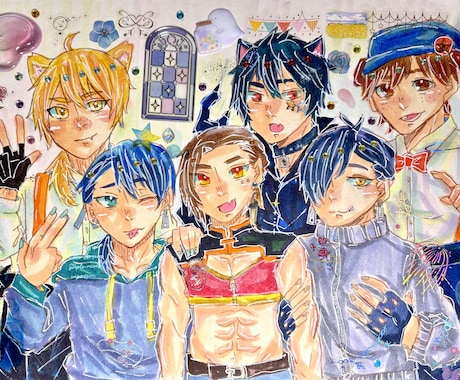 シールコラージュのアナログイラストをお描きします アナログでしか出せない特別な煌めきをご提供します✩ イメージ1