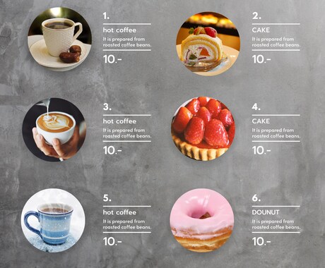 低価格、シンプルなメニュー表を作成いたします 豊富なテンプレートから低価格で見やすいメニュー表作ります イメージ2