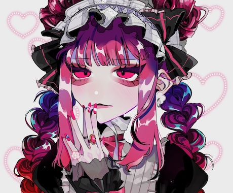 キュートでダークなイラストを描きます 病みかわなアイコンでSNSを使