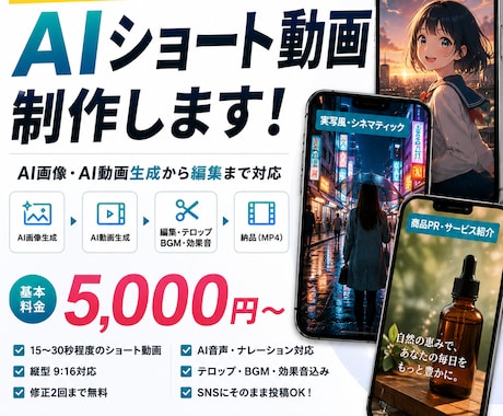 生成AIを活用したショート動画を制作します AI画像・AI動画×Premiere Proで映像化します イメージ1