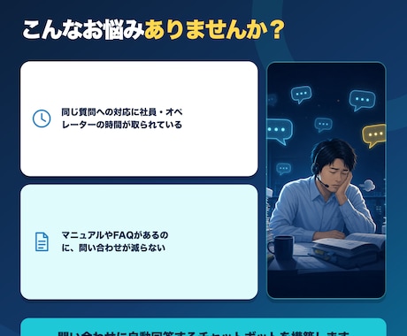 社内ナレッジAIチャットボットを構築します FAQ・マニュアルをAIに接続し問い合わせに自動回答 イメージ2