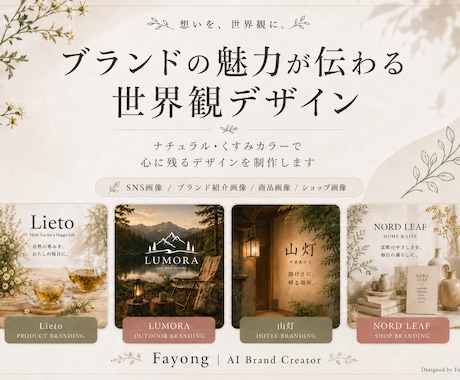ブランドの魅力が伝わる世界観画像を制作します 元EC運営者が、想いと商品の魅力を“伝わる一枚”に整えます イメージ1