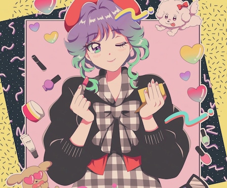 80s90s風のレトロポップイラスト制作します ビビッドでどこか