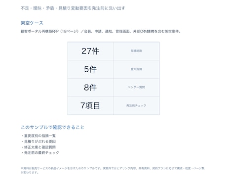 RFP・要件定義書を発注前にレビューします 不足・曖昧・見積りリスクを元外資ITコンサルが指摘 イメージ2