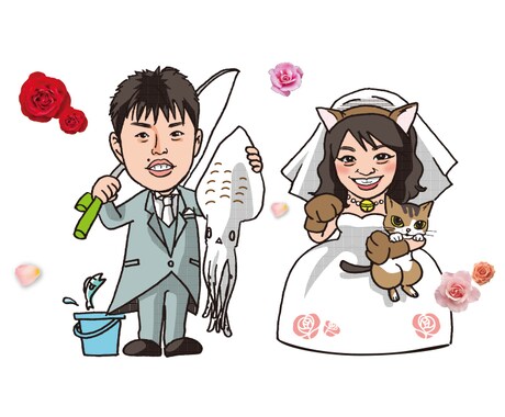 名刺イラスト、結婚式用プロフィールに使えます プロのグラフィックデザイナーが制作するデジタルイラスト。 イメージ1