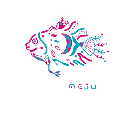 センス良く、かわいい２色のイラストデザインします 宇宙でサイケでボタニカルでトリッピーな独特な世界観で描きます イメージ2