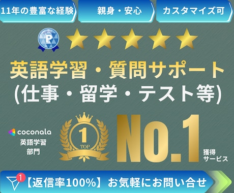 英語の学習・質問、レベルアップを完全サポートします ●アメリカ在住経験11年、完全オーダーメイドレッスン● イメージ1