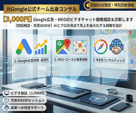 Google広告の相談・ビデオチャット診断します 【初回相談・ビデオチャット】売上を最大化する広告戦略を設計 イメージ2