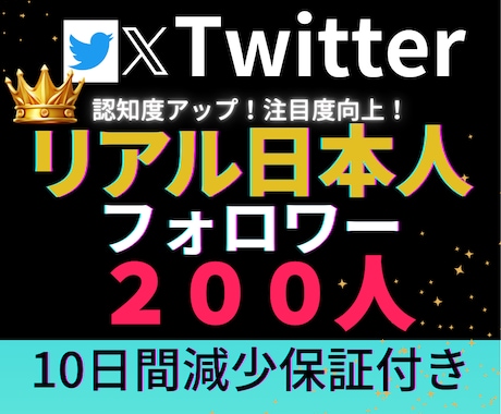 X・旧Twitterリアル日本人200人増加します X・旧Twitter✦リアル日本人フォロワー増加します イメージ1