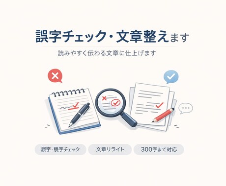 誤字チェック・文章整え（300字まで）ます 読みやすく伝わる文章に仕上げます イメージ1