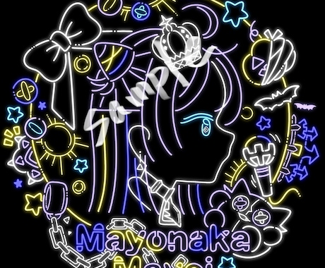 ネオン風のポップな横顔イラストお描きします あなたの「好き！」をギュッと詰め込んで魅力を発信しませんか？ イメージ2