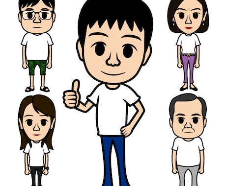 コミカルな2.5頭身の人物イラストを描きます 挿絵やアイコンに最適。ショートアニメ作者が描く人物イラスト。 イメージ1