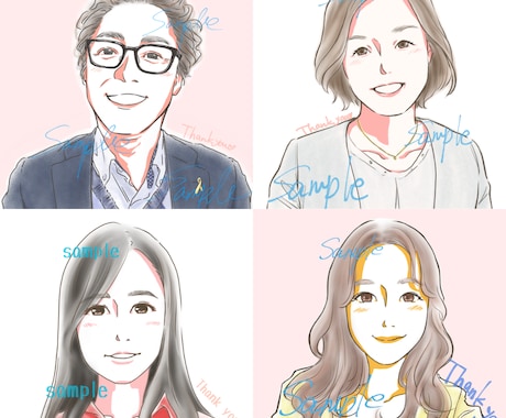 やわらかく優しい印象の似顔絵描きます アイコンやプレゼントにも！きれいめ、ふんわり印象のイラスト。 イメージ2