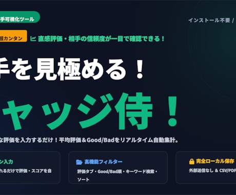取引先・人間関係を見極め見える化します 「相手を見極める！ジャッジ侍」取引先・人間関係の見極めツール イメージ2
