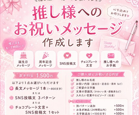推し活向けSNS投稿文やお祝い文作成します イメージ1