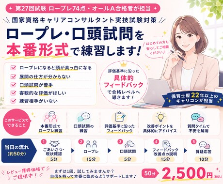 国家資格キャリアコンサルタントのロープレ練習します イメージ1