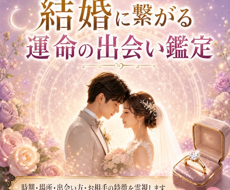 結婚に繋がる運命の相手をじっくり詳しく霊視します 時期、場所、出会い方、お相手の特徴、引き寄せる方法伝えます イメージ1